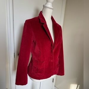 90s Y2K Priority Vintage-inspired crimson red velvet blazer Size M